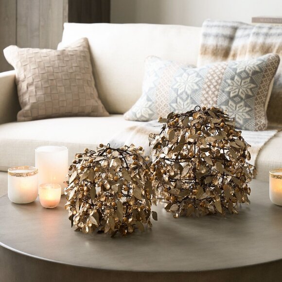 NWT Pottery Barn - Lit Rustic Leaf Orb 11" - Picture 4 of 6